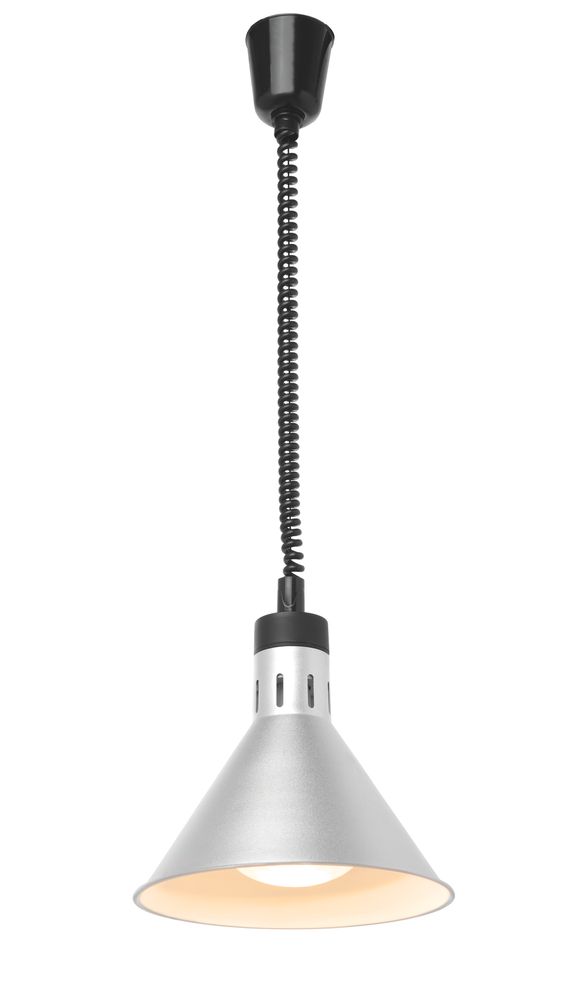 Höhenverstellbare Wärmelampe  konisch    Silber  230V/250W  ø275x(H)250mm-ING11679