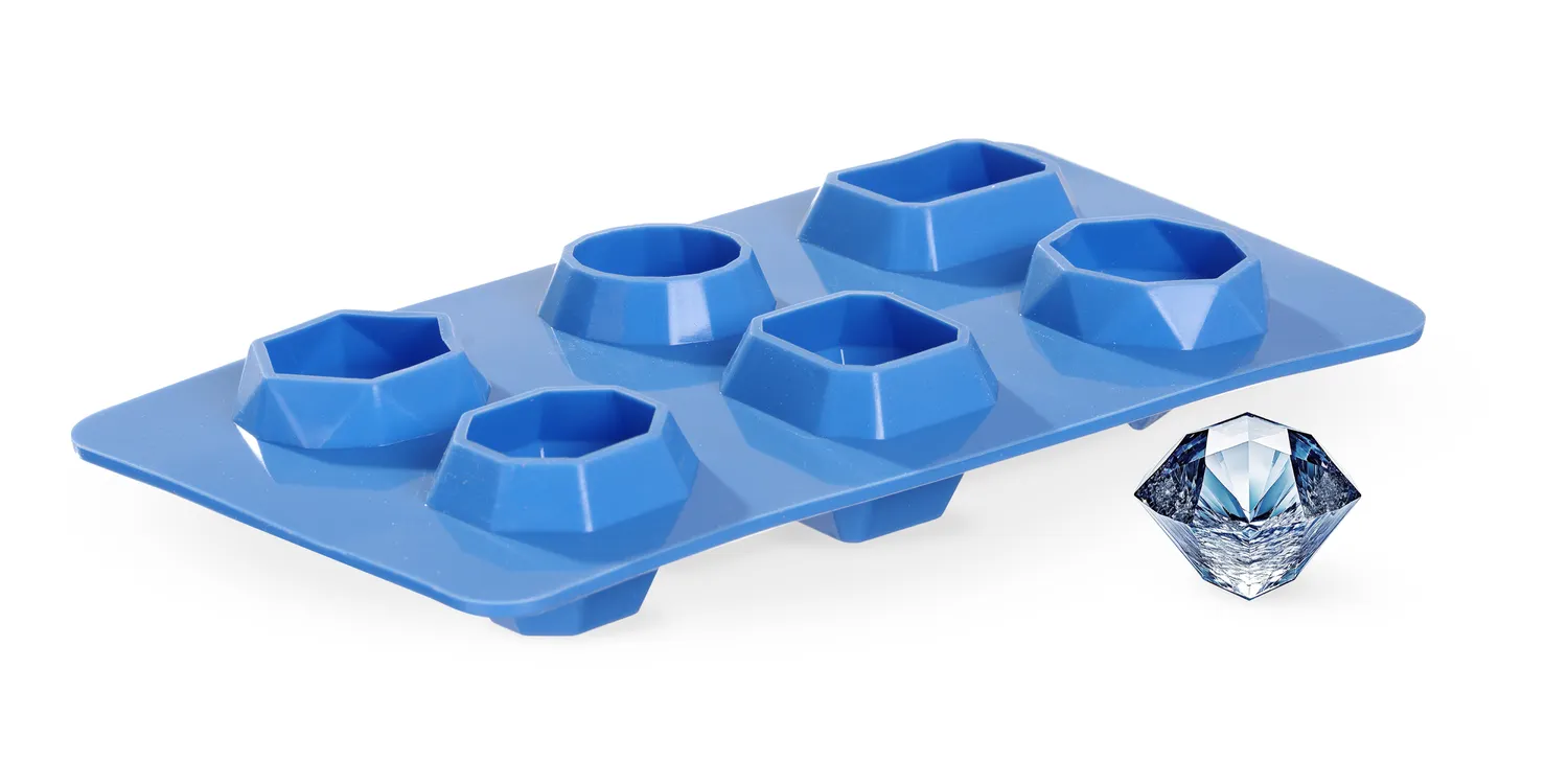 Eiswürfelform Diamant - Edelsteinförmig BarUp Blau 19x10,5x(H)3cm - 2 Stück