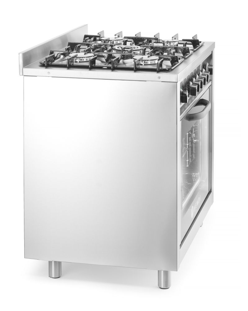 Gasherd - 5 Kochfelder mit Elektroofen    Kitchen Line  Silber  230V/2900W  14 3kW  900x653x(H)900mm-ING11550