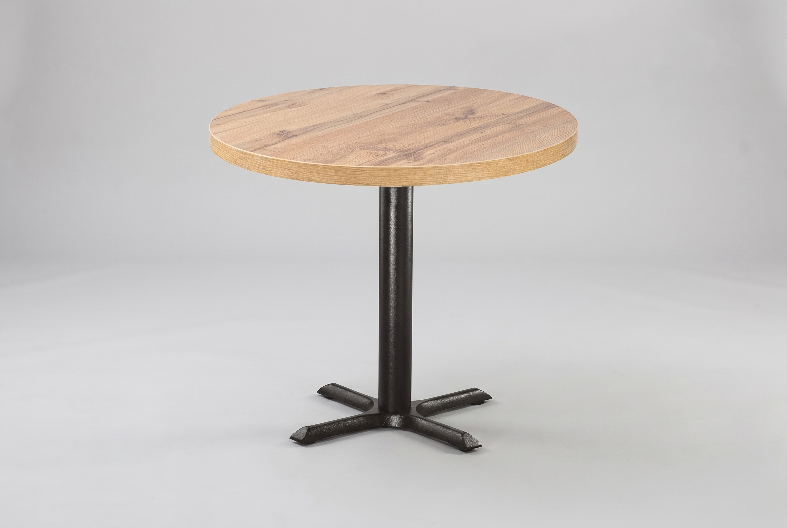 Restaurant Bistro Tisch Andora Rund D80cm GTS11 Holzoptik Eiche