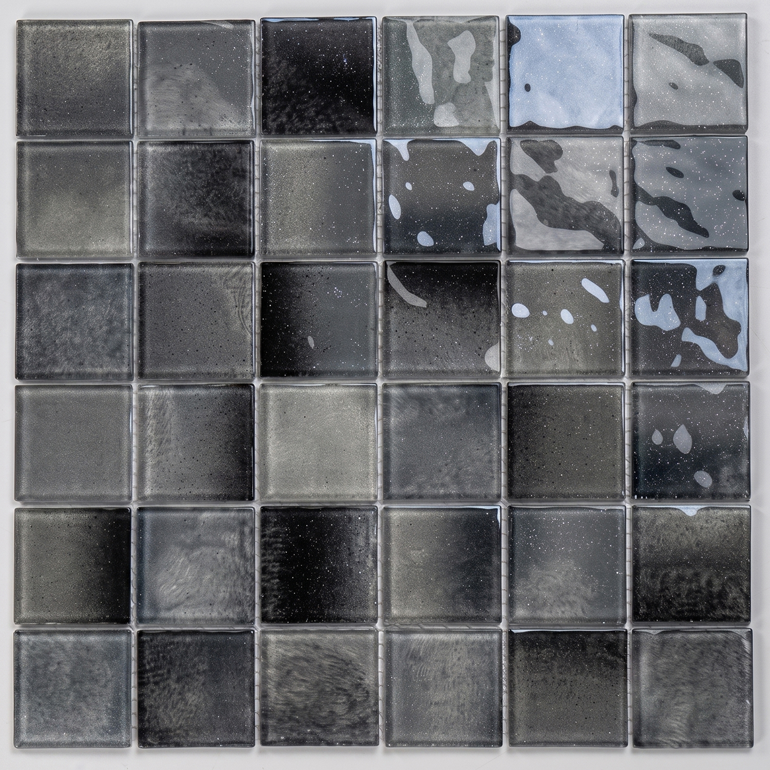 Glasmosaik Mosaikfliese Nizza 48×48 mm Schwarz