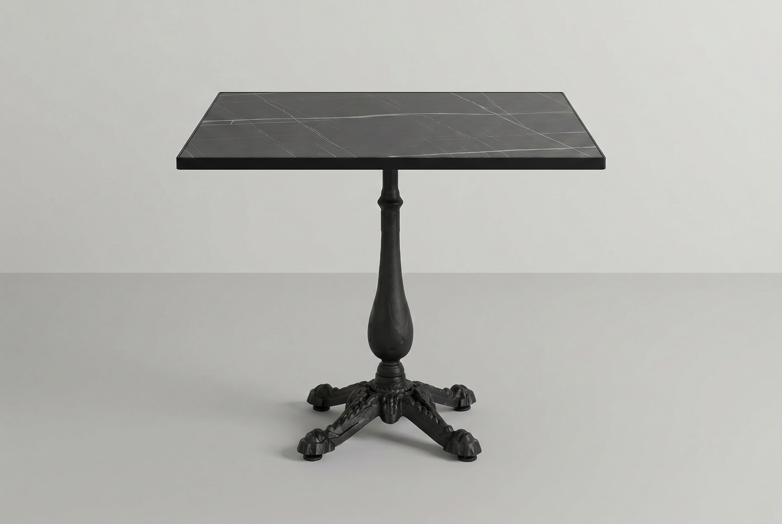 Outdoor Bistro Tisch 70x70cm Compact HPL Marmor Optik Anthrazit Black Retro - Pescara
