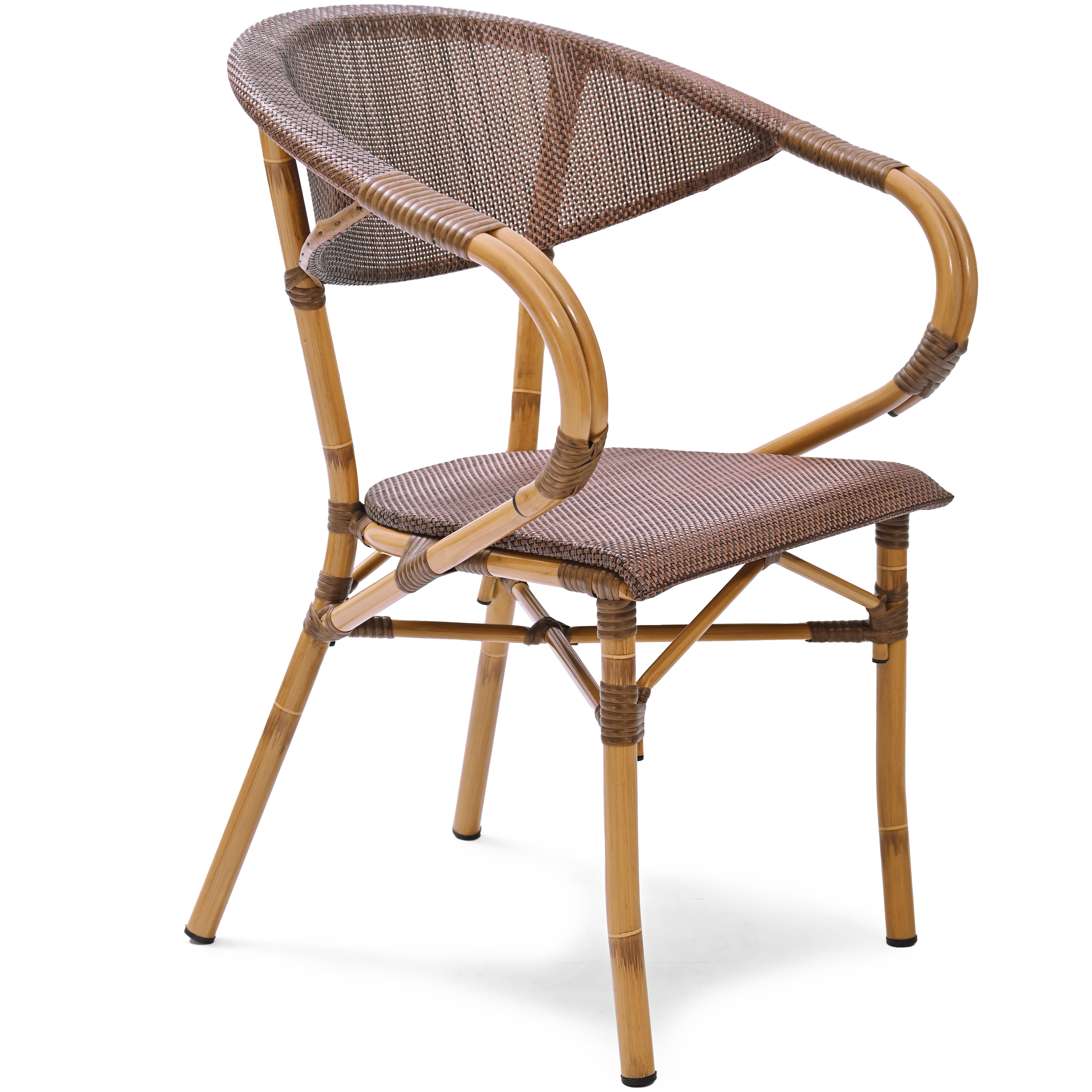 Outdoor Bistro Stuhl Braun Savanne Bambus Optik stapelbar mit Armlehne Outdoor Bistro Stuhl Braun Savanne Bambus Optik stapelbar mit Armlehne