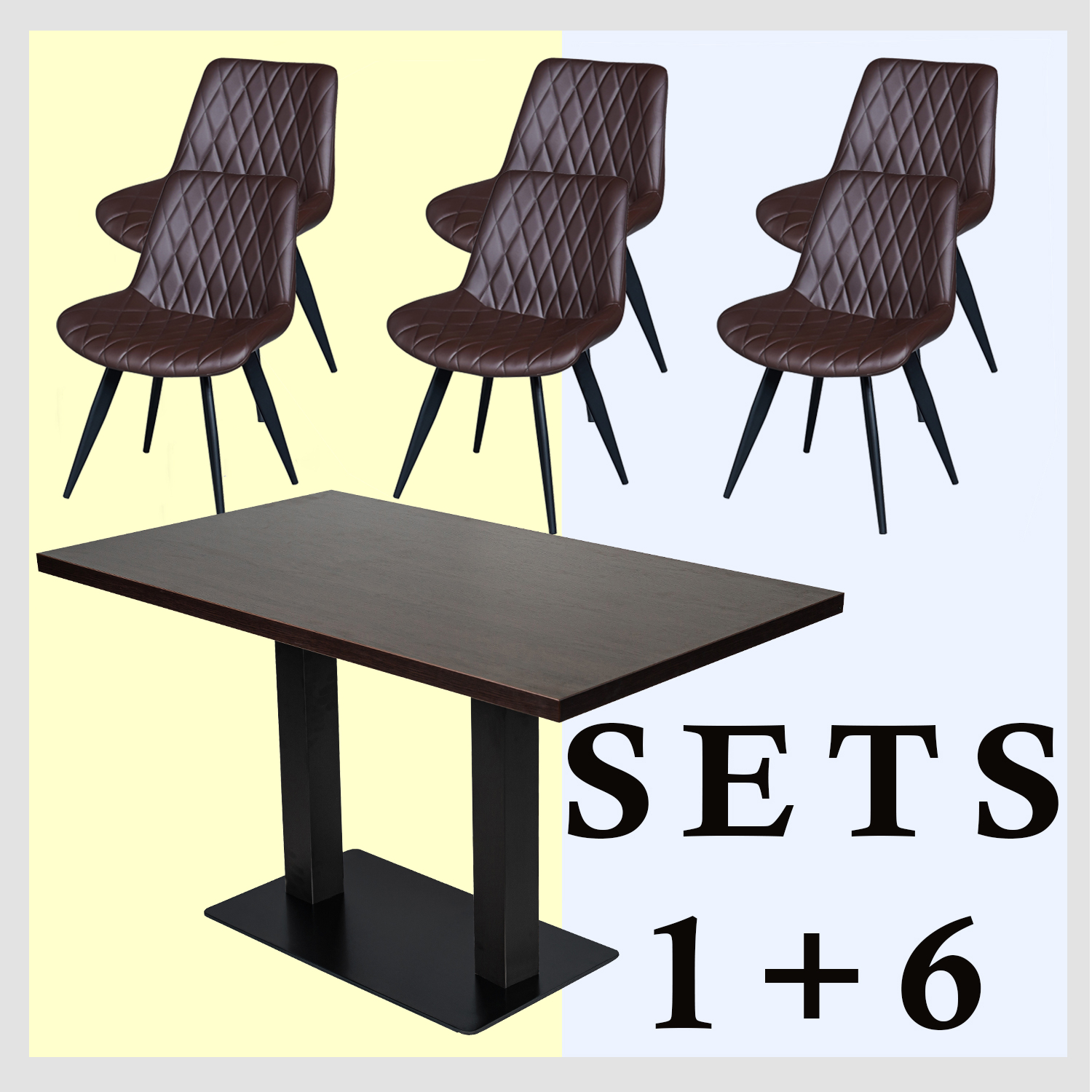 1+6 Garnitur 120x80cm Scarlet Dunkelbraun Restaurant Stühle Hotel Tisch-ING10791 1+6 Garnitur 120x80cm Scarlet Dunkelbraun Restaurant Stühle Hotel Tisch-ING10791