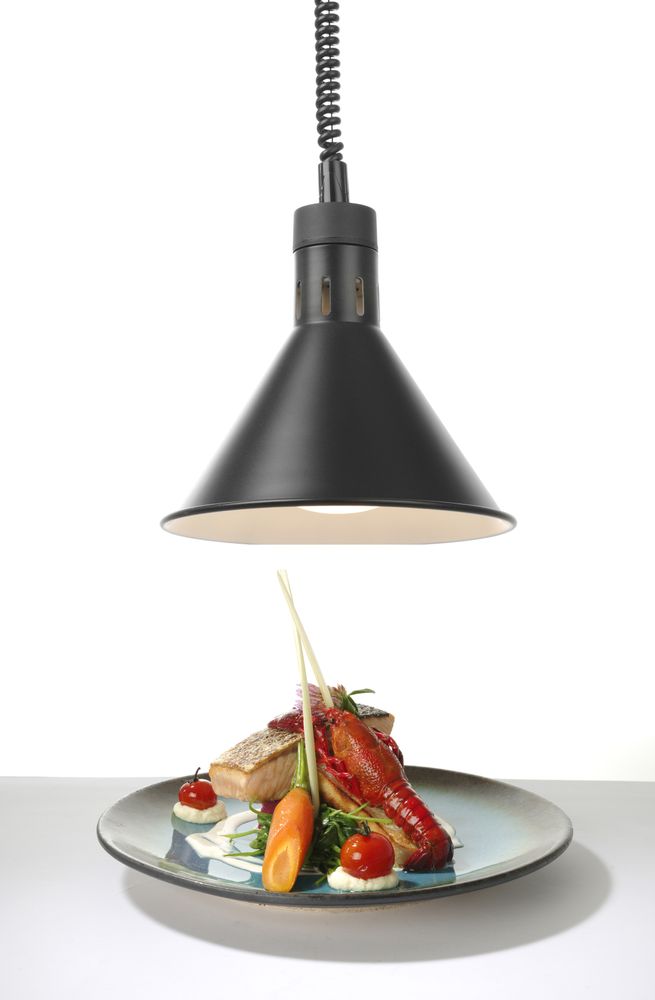 Höhenverstellbare Wärmelampe  konisch    Schwarz  230V/250W  ø275x(H)250mm-ING11681