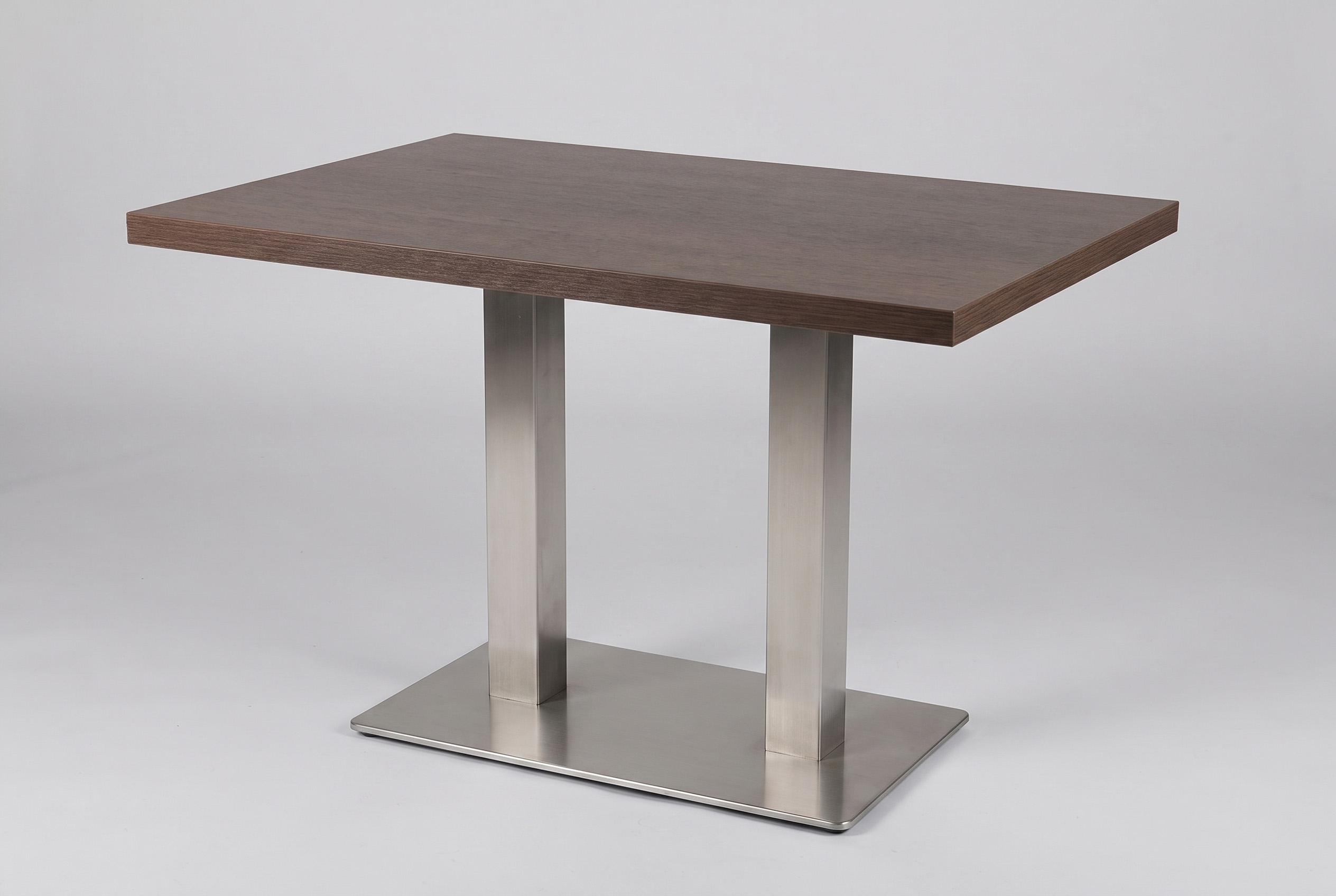 Restaurant Bistro Tisch 100x80x3,6cm Palermo Walnuss Braun Tischbein Silber