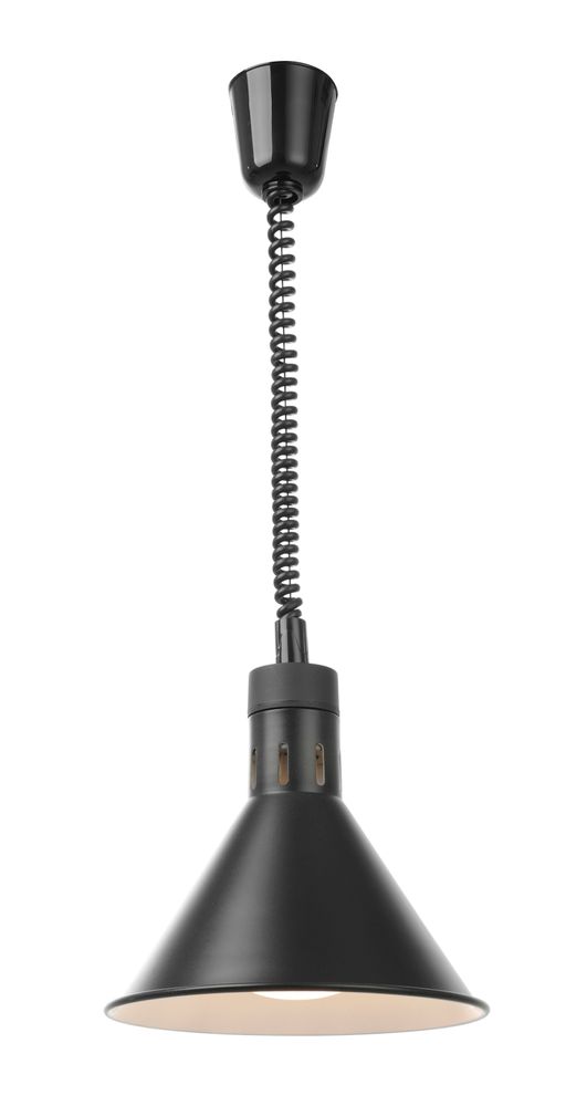 Höhenverstellbare Wärmelampe  konisch    Schwarz  230V/250W  ø275x(H)250mm-ING11681