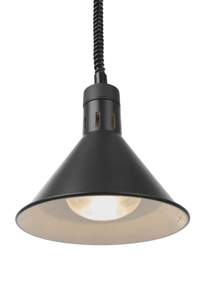 Höhenverstellbare Wärmelampe  konisch    Schwarz  230V/250W  ø275x(H)250mm-ING11681