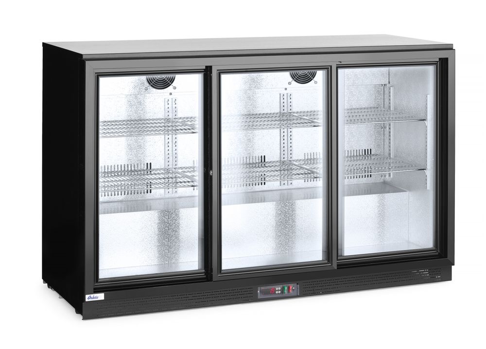 Bar-Kühlschrank mit drei Schiebetüren Arktic 308L Schwarz 220-240V/160W 1350x520x(H)865mm-ING11164 Bar-Kühlschrank mit drei Schiebetüren Arktic 308L Schwarz 220-240V/160W 1350x520x(H)865mm-ING11164