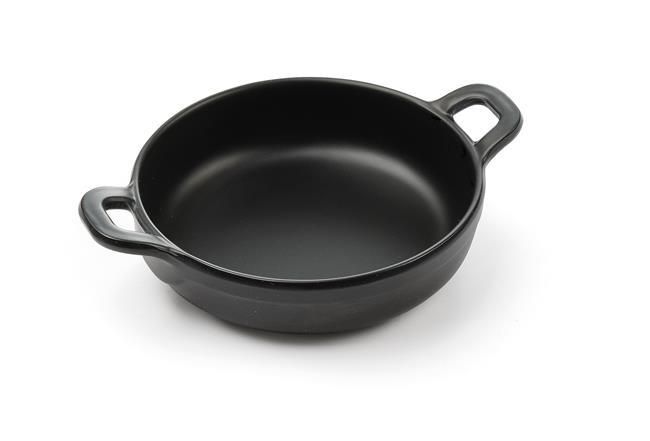 Miniatur-Pfanne aus Melamin rund  Schwarz 150x115x(H)37mm