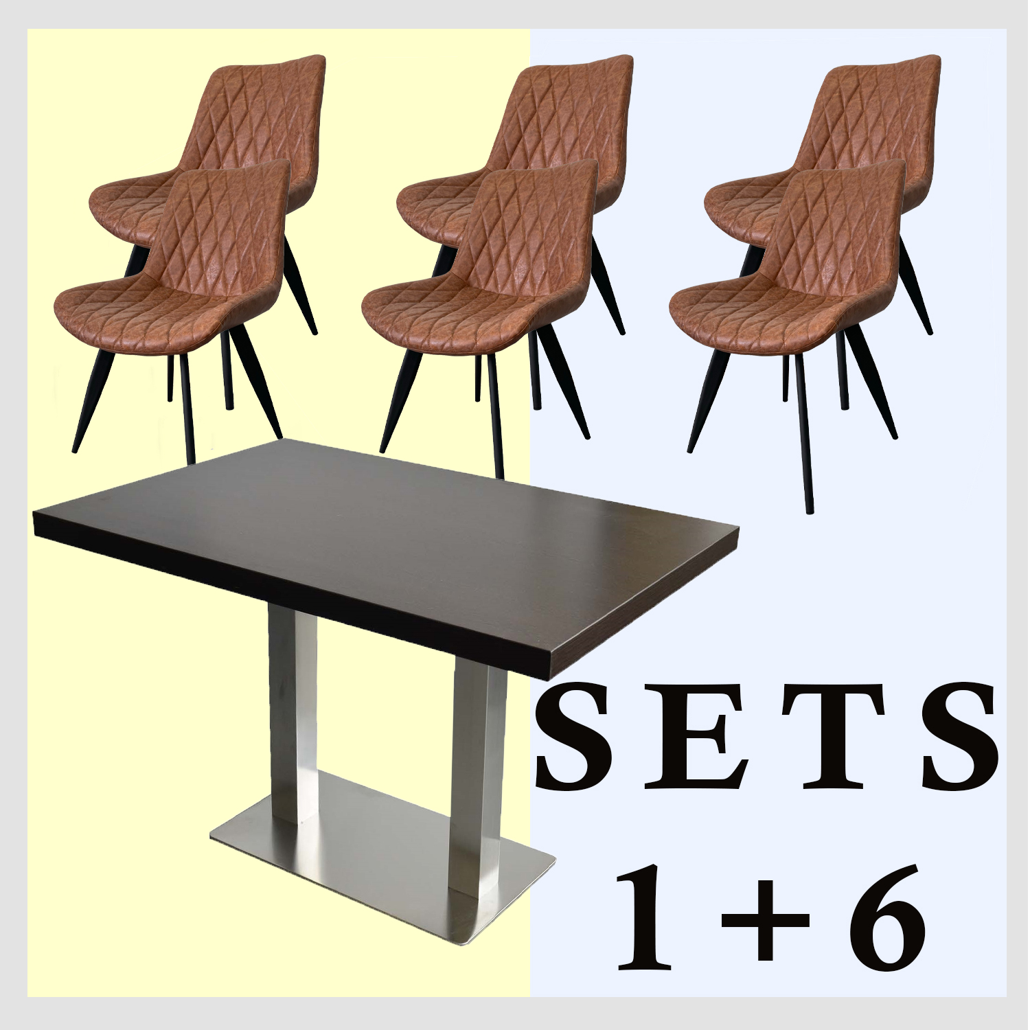 1+6 Garnitur 120x80cm Scarlet Altbraun Restaurant Stühle Tisch Paris-ING10825 1+6 Garnitur 120x80cm Scarlet Altbraun Restaurant Stühle Tisch Paris-ING10825