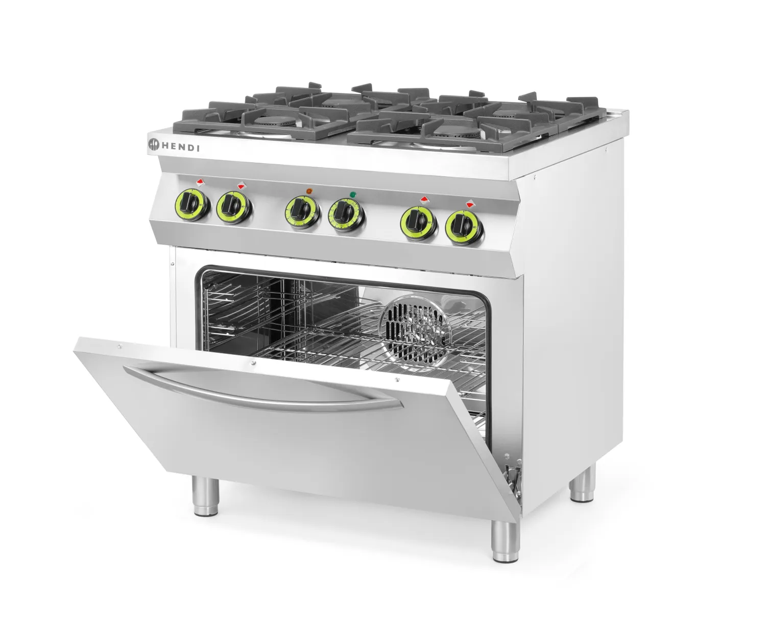 Gasherd 4-flammig mit Ofen GN 1/1 Kitchen Line 230V/3000W 19kW 80x72,2x(H)90cm