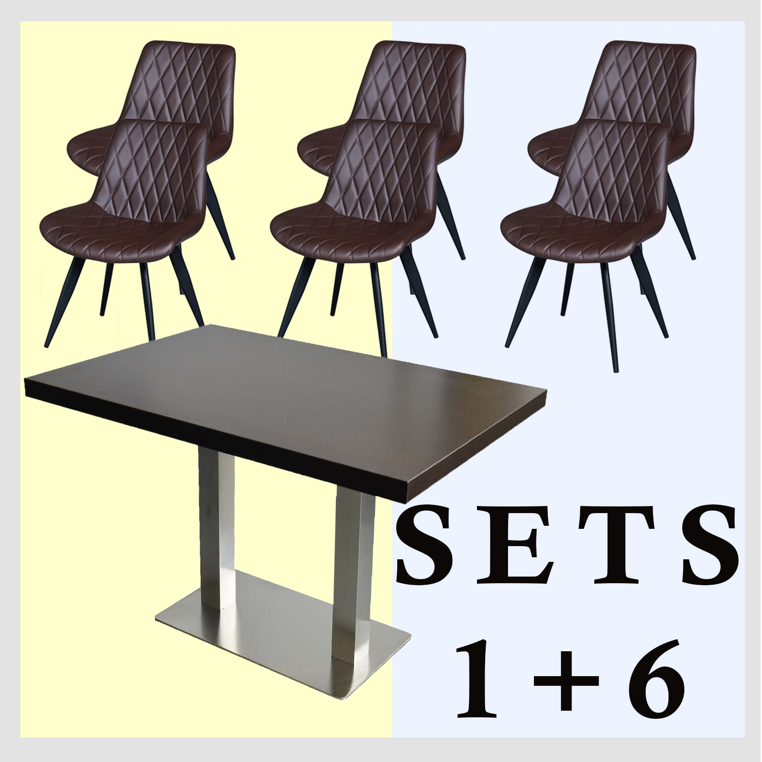 1+6 Garnitur 120x80cm Scarlet Dunkelbraun Restaurant Stühle Hotel Tisch-ING10791 1+6 Garnitur 120x80cm Scarlet Dunkelbraun Restaurant Stühle Hotel Tisch-ING10791