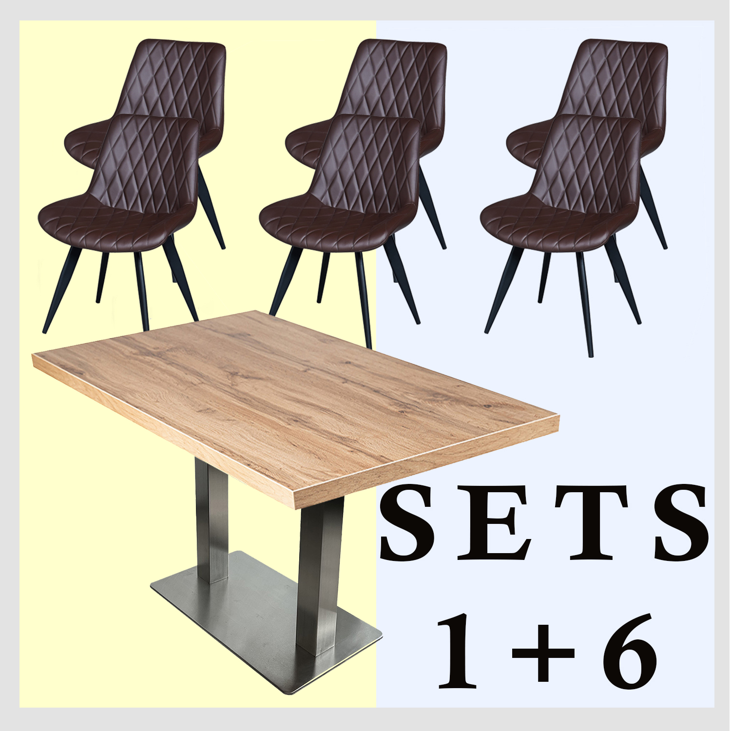 1+6 Garnitur 120x80cm Scarlet Dunkelbraun Restaurant Stühle Hotel Tisch-ING10791 1+6 Garnitur 120x80cm Scarlet Dunkelbraun Restaurant Stühle Hotel Tisch-ING10791