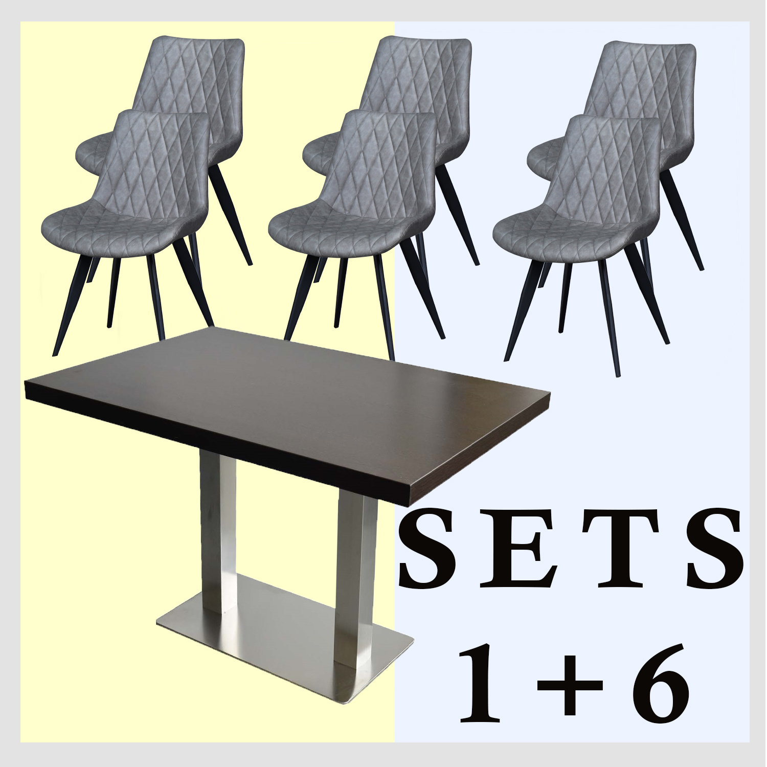 1+6 Garnitur 120x80cm Scarlet Grau Restaurant Stühle Tisch Paris-ING10801 1+6 Garnitur 120x80cm Scarlet Grau Restaurant Stühle Tisch Paris-ING10801