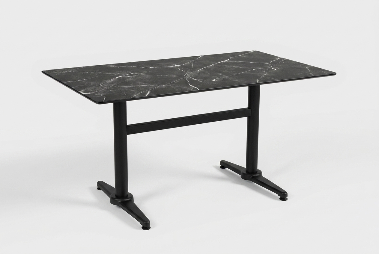 Outdoor Bistro Tisch 120x70cm Compact HPL Marmor Optik Schwarz - Pescara