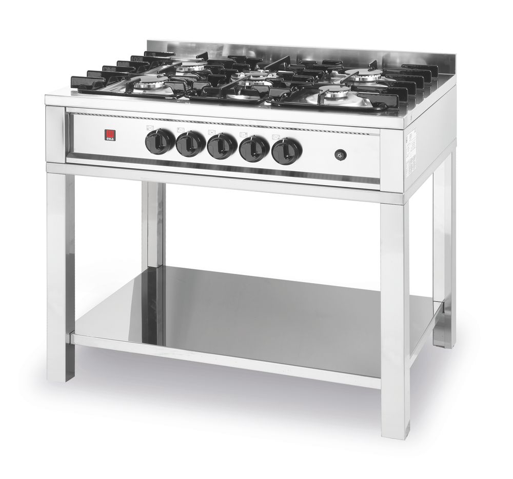 Gasherd - 5 Kochfelder  offener Unterbau    Kitchen Line  14 3kW  900x640x(H)910mm-ING11549 Gasherd - 5 Kochfelder  offener Unterbau    Kitchen Line  14 3kW  900x640x(H)910mm-ING11549