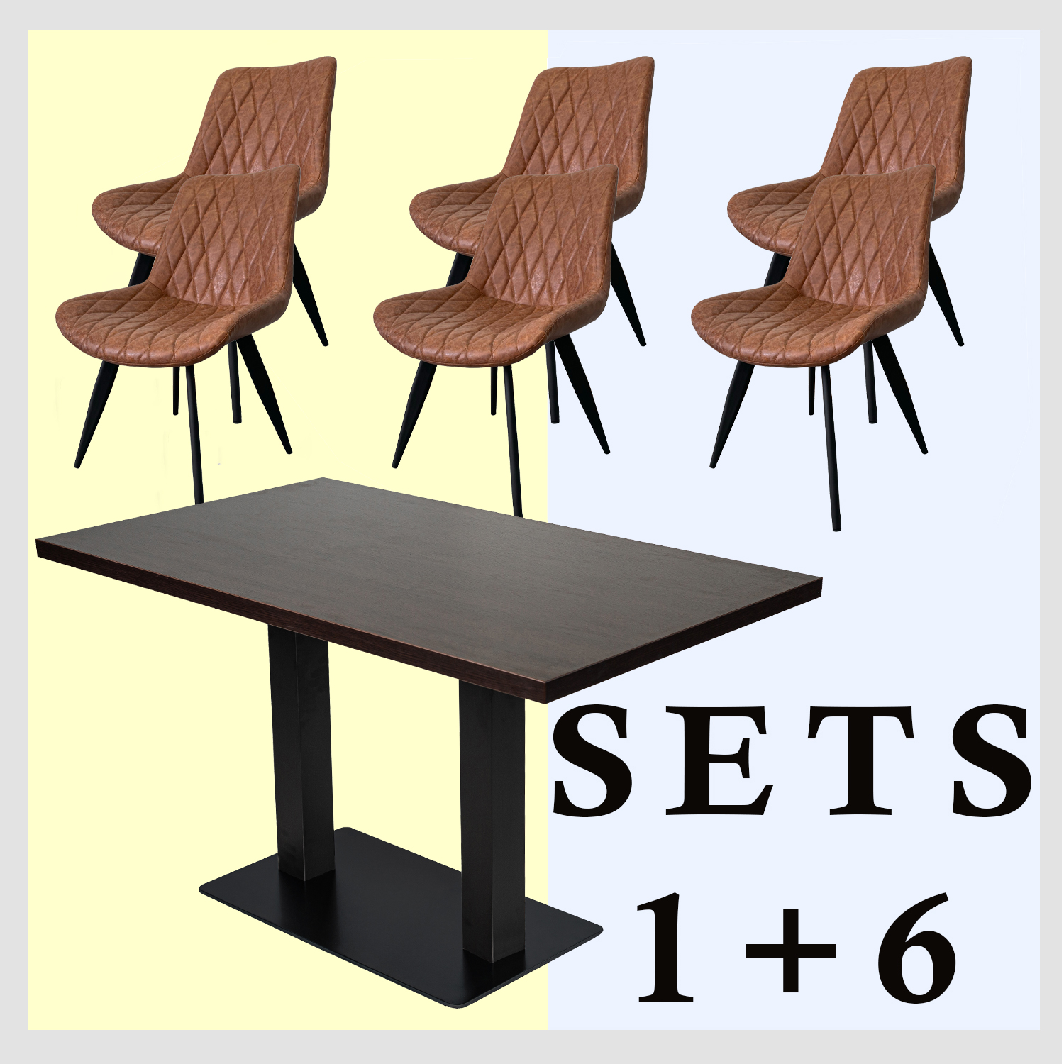 1+6 Garnitur 120x80cm Scarlet Altbraun Restaurant Stühle Tisch Milano-ING10826 1+6 Garnitur 120x80cm Scarlet Altbraun Restaurant Stühle Tisch Milano-ING10826