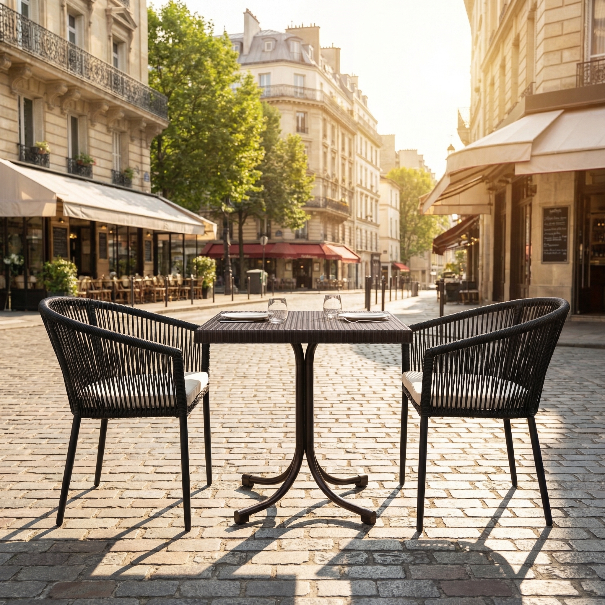 Outdoor Tisch 80x80cm Polyrattan Braun Asya-One