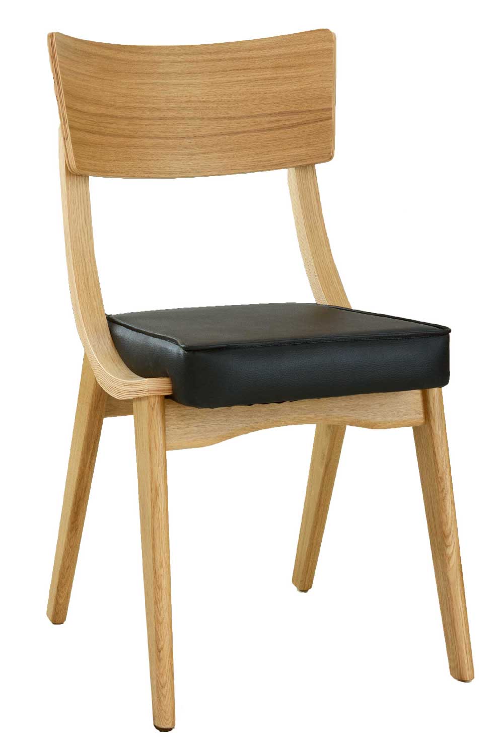 Restaurant Bistro Stuhl Vollholz Karabag Beige Sitzpolster Kunstleder Schwarz