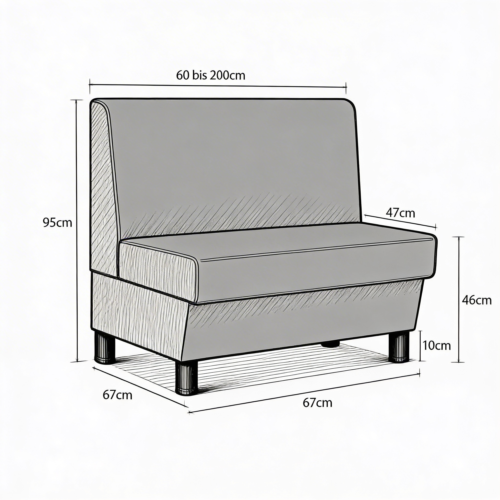 Gastrobank Kunstleder mit Stehfüßen Toledo