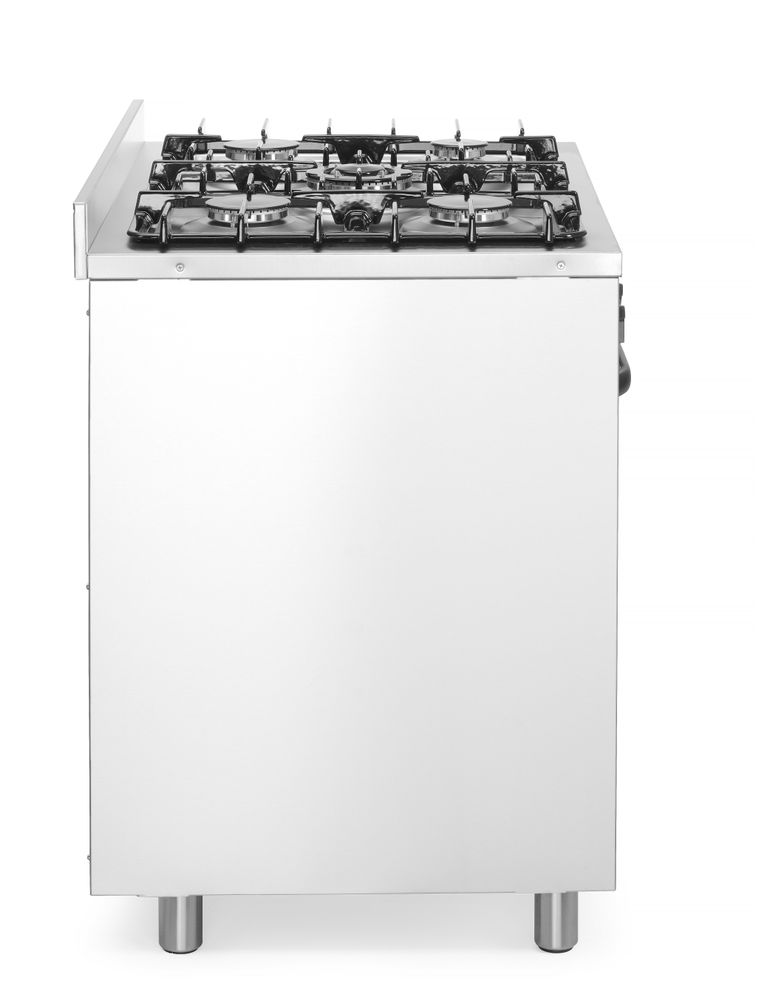 Gasherd - 5 Kochfelder mit Elektroofen    Kitchen Line  Silber  230V/2900W  14 3kW  900x653x(H)900mm-ING11550