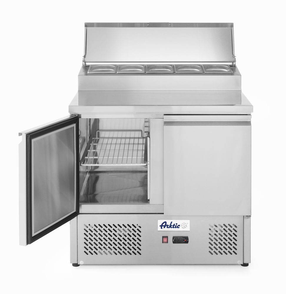 Kühltisch zweitürig mit Aufsatz-Kühlvitrine 300 L Arktic 230V/310W 900x702x(H)1265mm-ING11206 Kühltisch zweitürig mit Aufsatz-Kühlvitrine 300 L Arktic 230V/310W 900x702x(H)1265mm-ING11206