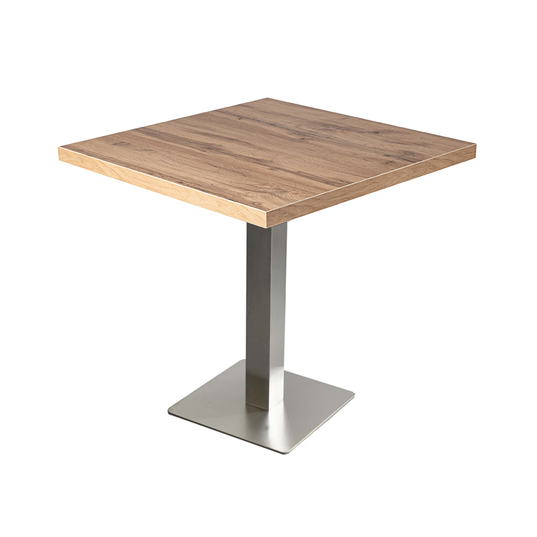 Restaurant Bistro Tisch 50x50cm Andora Eiche Gastrotisch Tischbein Silber