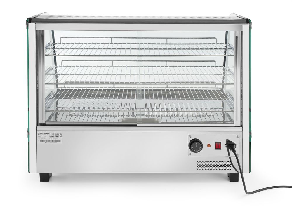 Warmhaltevitrine mit 3 Auslagen    160 Liter  230V/1500W  885x570x(H)680mm-ING11675