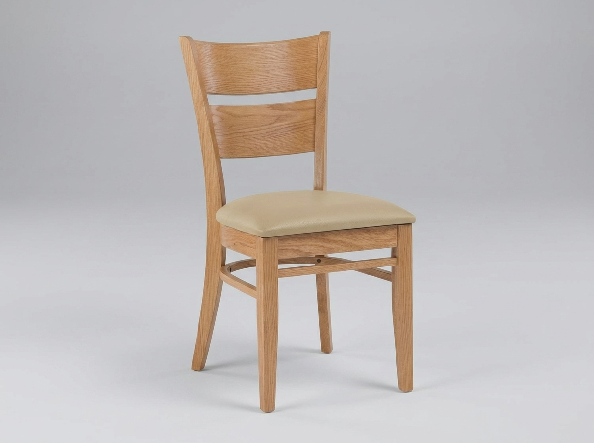 Restaurant Bistro Stuhl Vollholz Hell Grace Kunstleder Beige