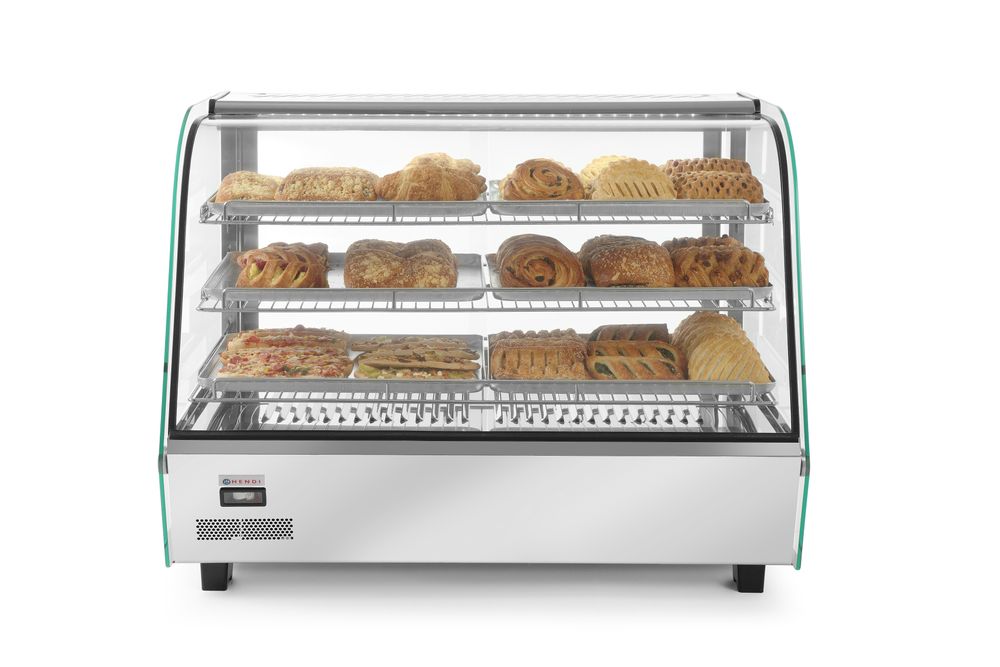 Warmhaltevitrine mit 3 Auslagen    160 Liter  230V/1500W  885x570x(H)680mm-ING11675