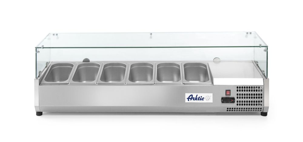 Aufsatz-Kühlvitrine Gastronorm 1/3 Arktic 6x GN 1/3 230V/180W 1405x420x(H)456mm-ING11245