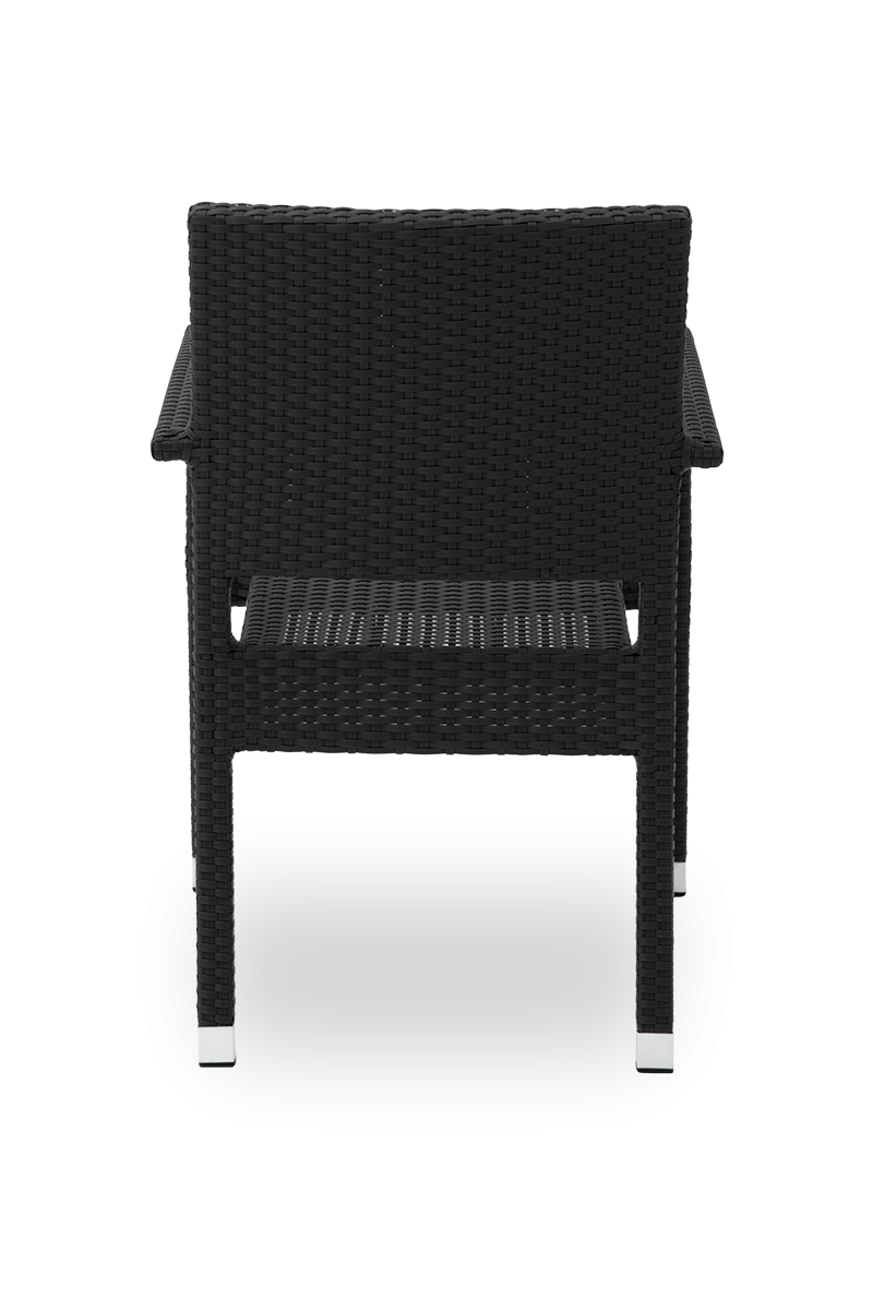 Polyrattan Stuhl Venedig Schwarz mit Armlehne-SW10354