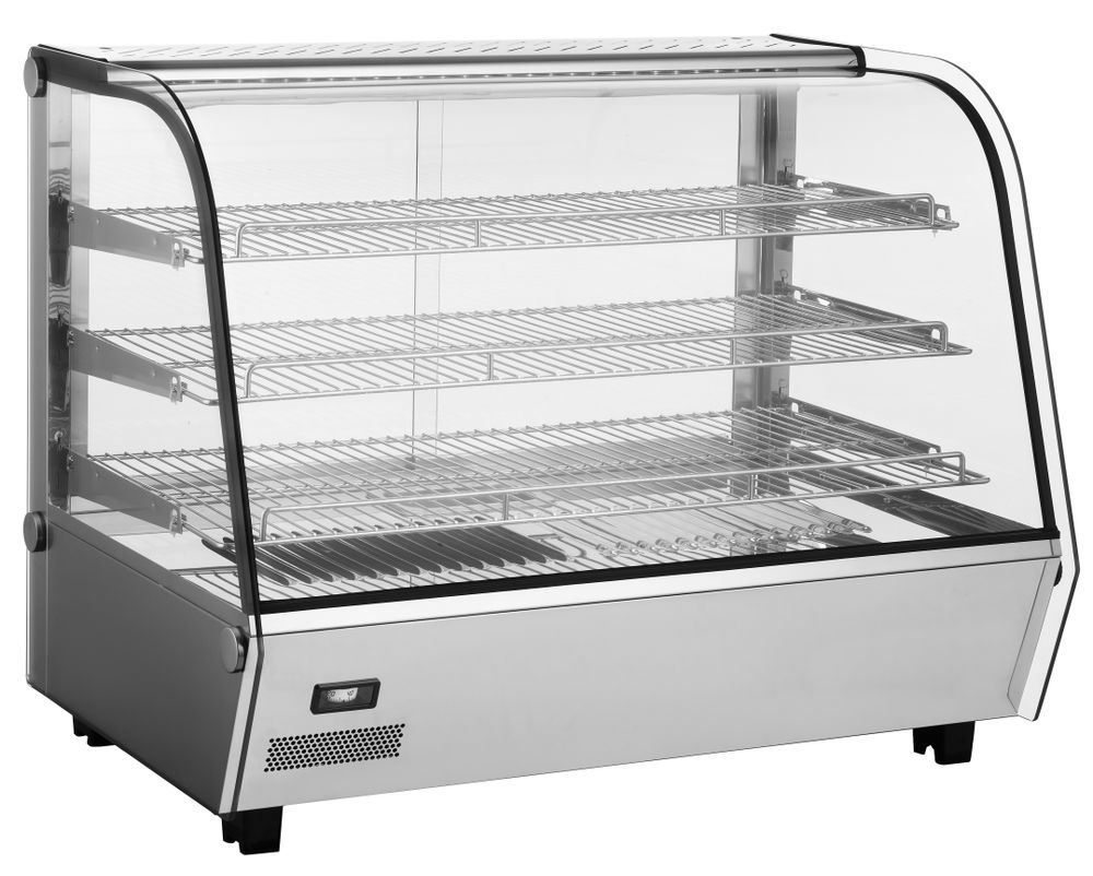 Warmhaltevitrine mit 3 Auslagen    160 Liter  230V/1500W  885x570x(H)680mm-ING11675