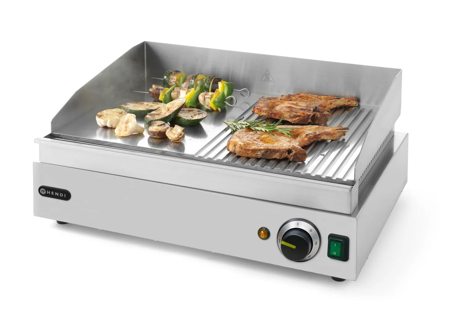 Grillplatte Profi Line 1/2 glatt 1/2 gerillt 55x43,5x(H)24,5cm