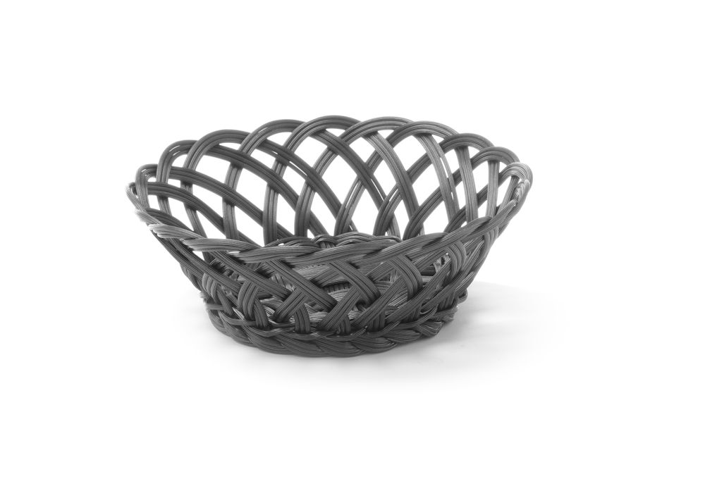 Körbe mit gewebtem Rand  rund Schwarz 200x200x(H)65mm