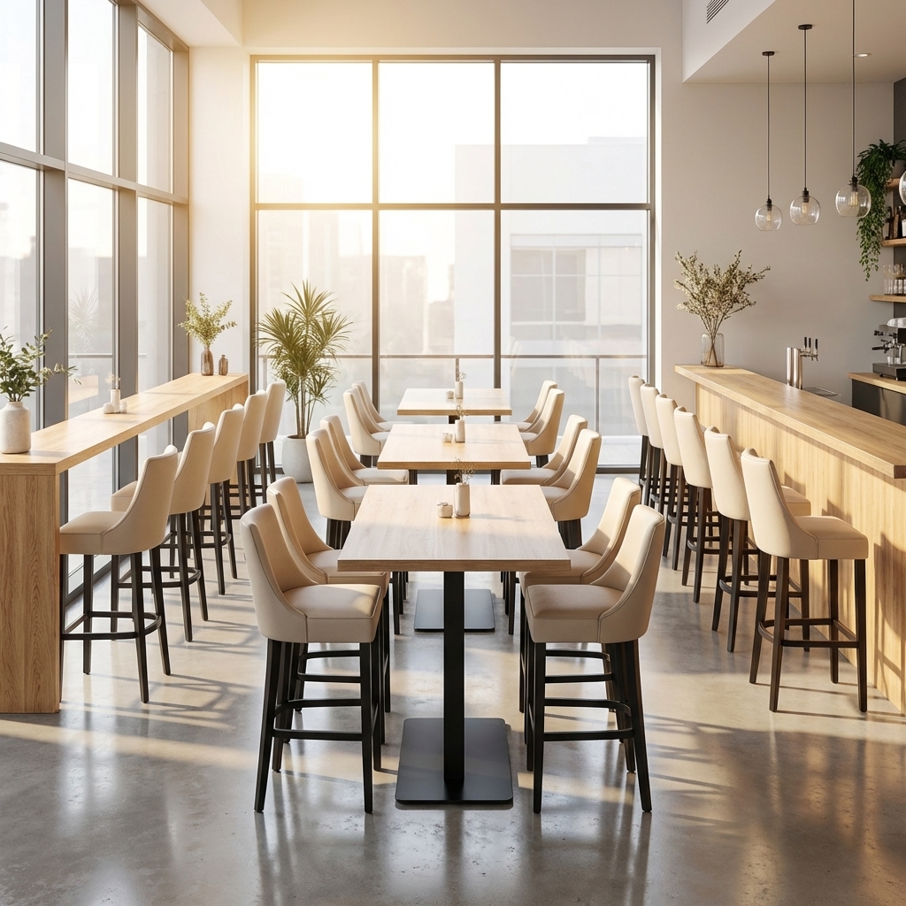 Barhocker Vollholz Kunstleder Beige Finja