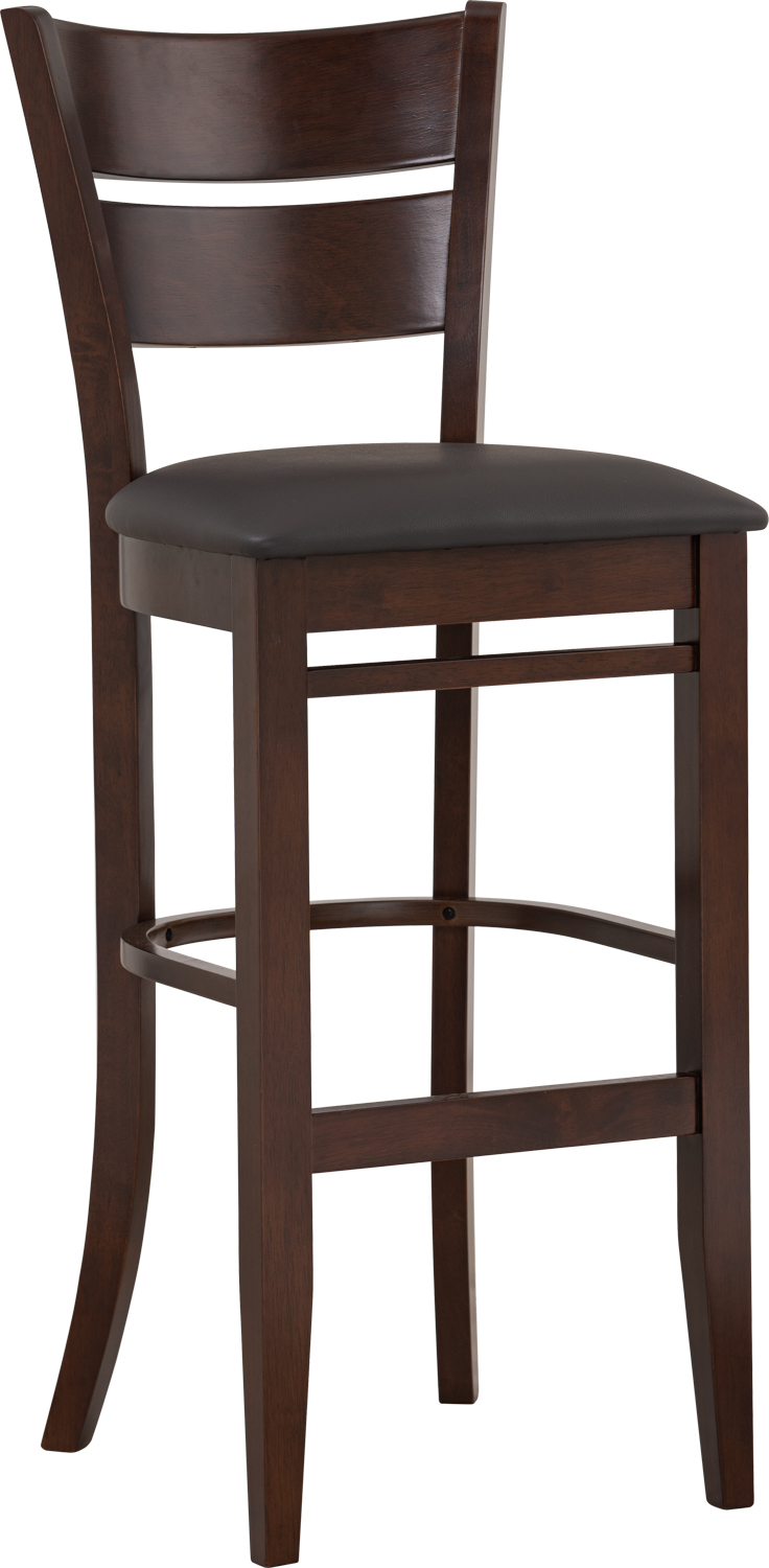 Barhocker aus Vollholz Grace Kunstleder Dunkelbraun