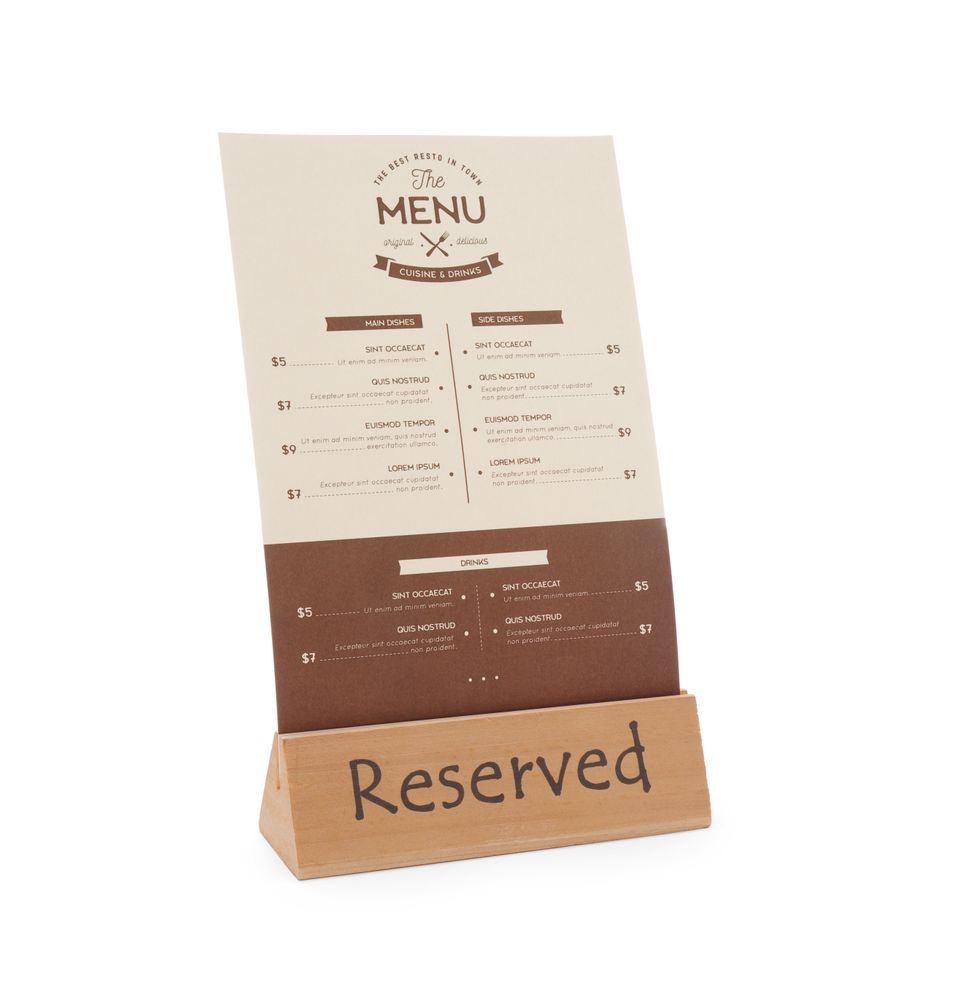 664308_OUW_2019_02_IMGP9418 Tischschild Reserviert  "reserved" 152x44x(H)44mm