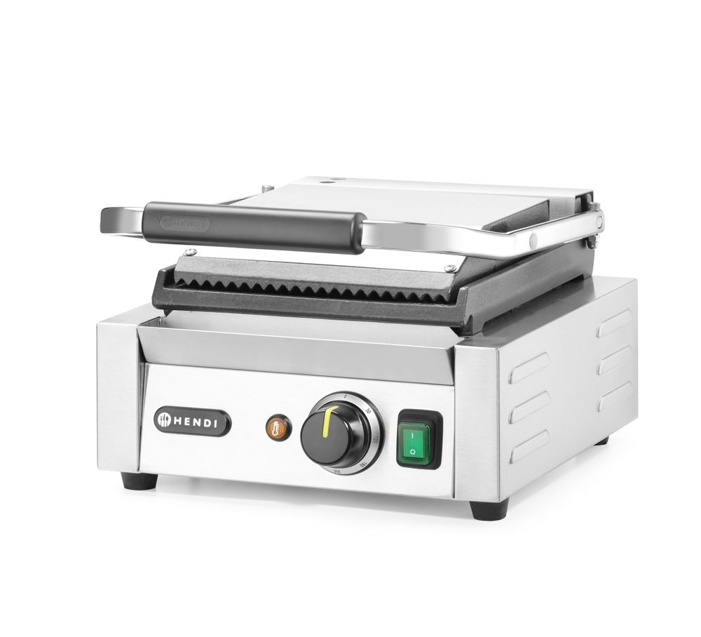 Kontaktgrill - Einzelversion    oben gerillt  unten glatt  230V/1800W  310x400x(H)510mm-ING11609