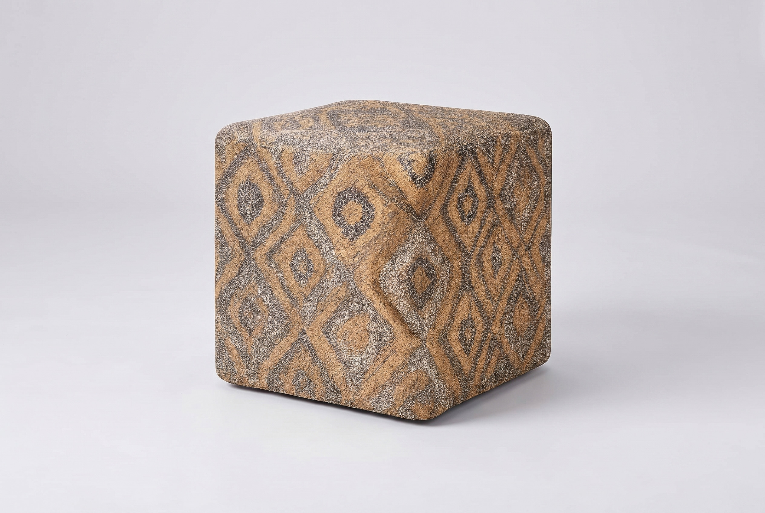 Pouf Sitzhocker Lounge Kalou 45x45cm - Vintage Stoff Braun