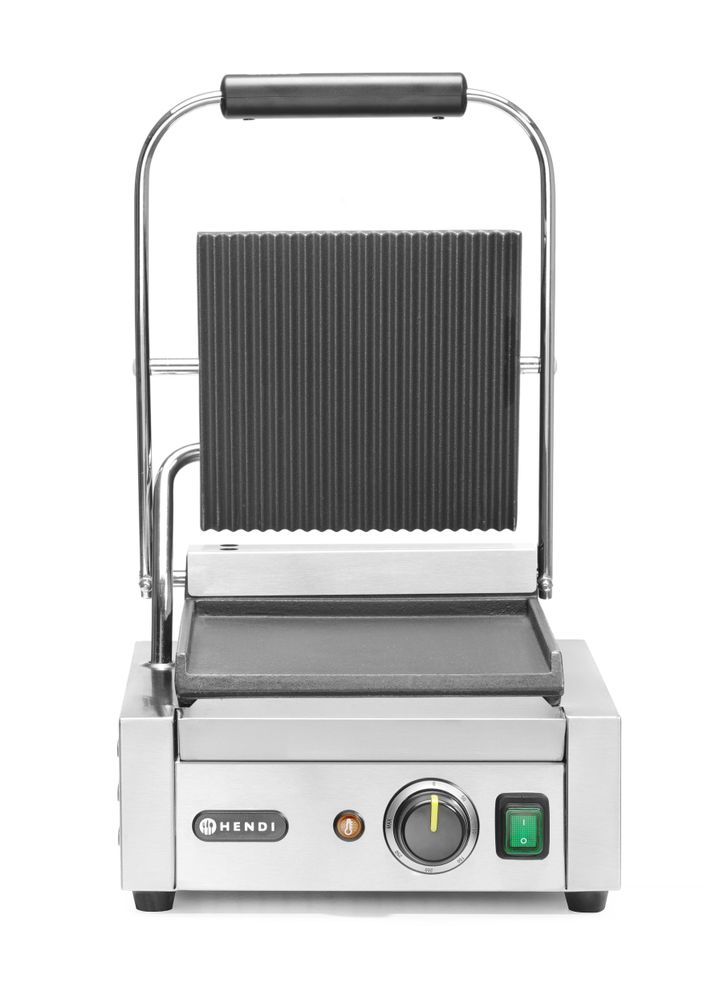 Kontaktgrill - Einzelversion    oben gerillt  unten glatt  230V/1800W  310x400x(H)510mm-ING11609
