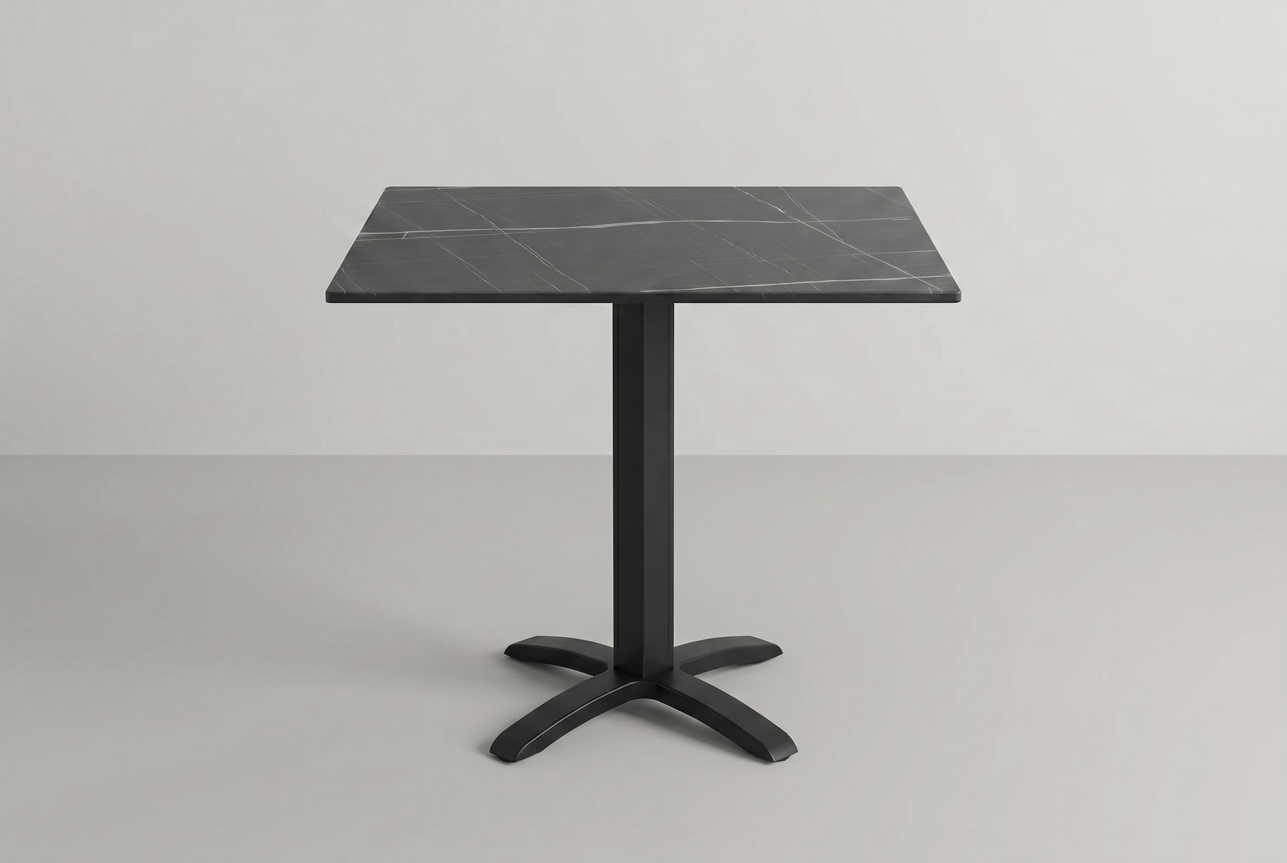 Outdoor Bistro Tisch 70x70cm Compact HPL Marmor Optik Anthrazit Schwarz TK3 - Pescara