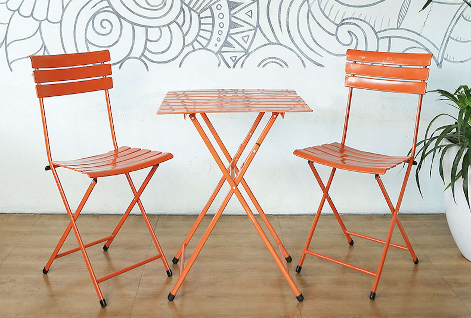 Outdoor Bistro Tisch 55x55cm Madrid Orange klappbar
