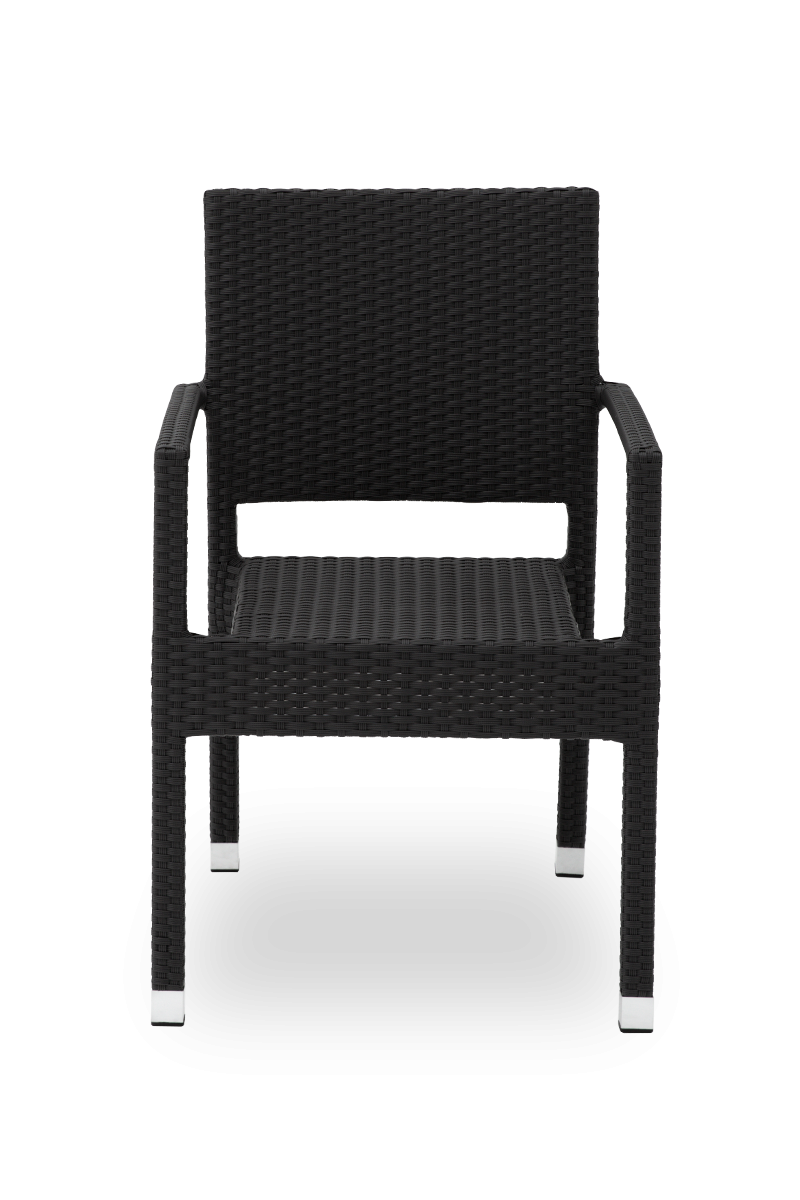 Polyrattan Stuhl Venedig Schwarz mit Armlehne-SW10354