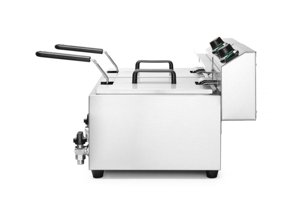 Profi Line Fritteuse mit Ablasshahn  2 × 8 l    Profi Line  16L  230V/7000W  610x515x(H)369mm-ING11590