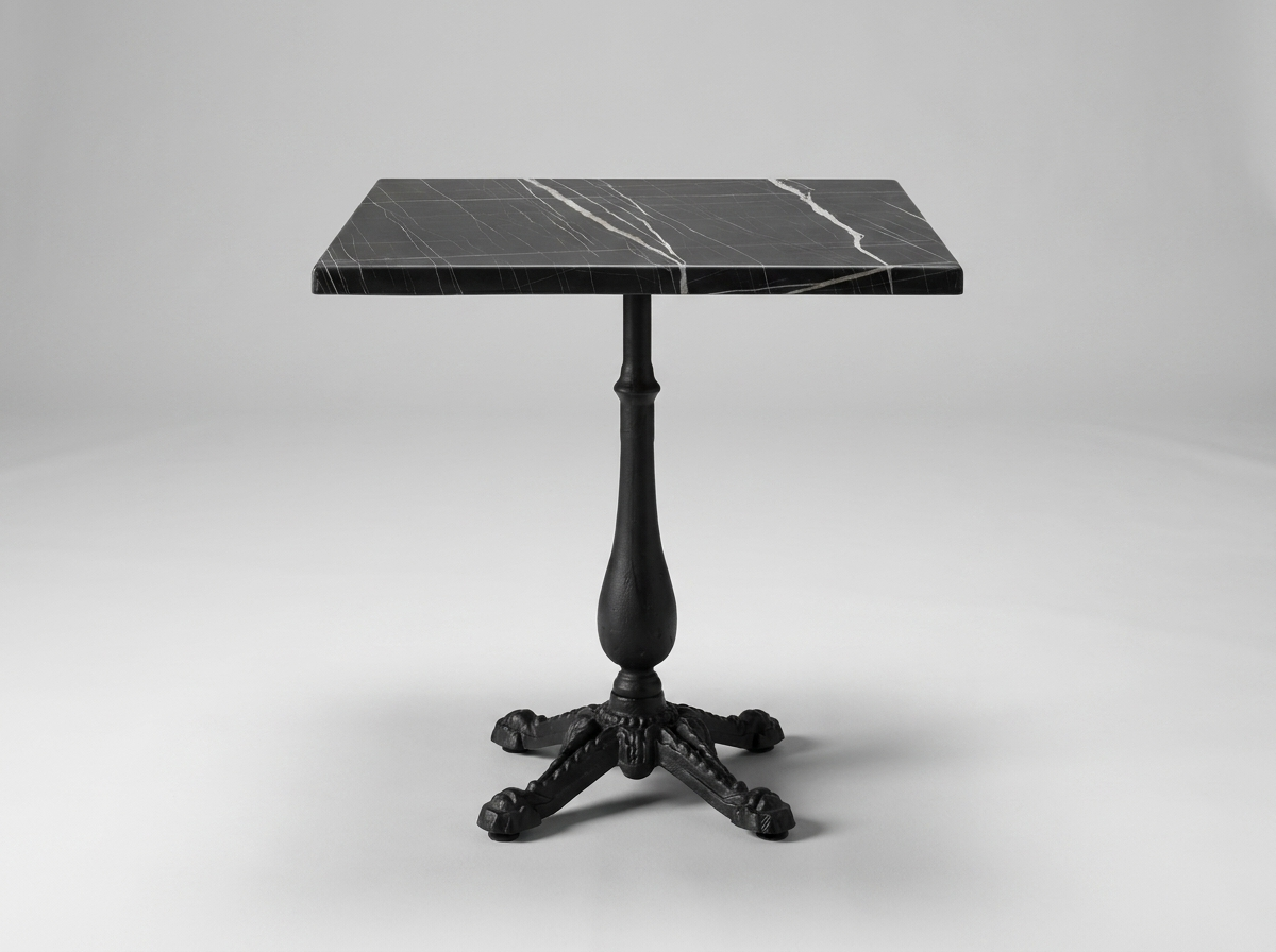 Outdoor Bistro Tisch 70x70cm HPL Schwarz Marmor Optik Retro - Brest