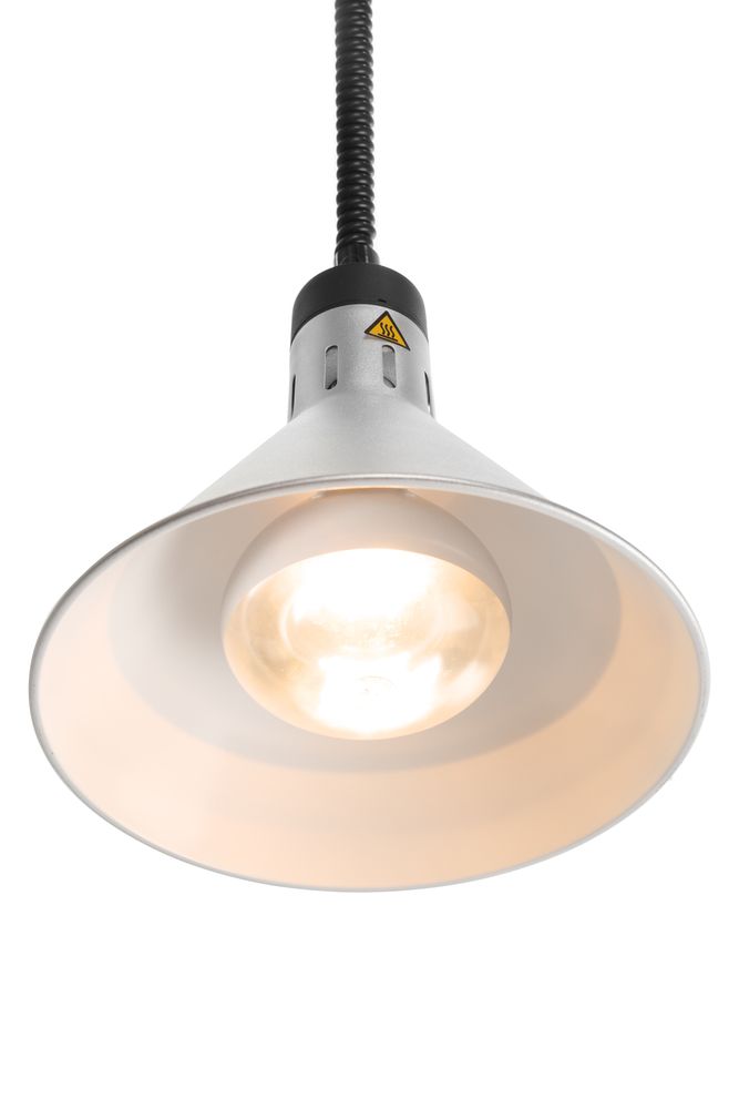 Höhenverstellbare Wärmelampe  konisch    Silber  230V/250W  ø275x(H)250mm-ING11679