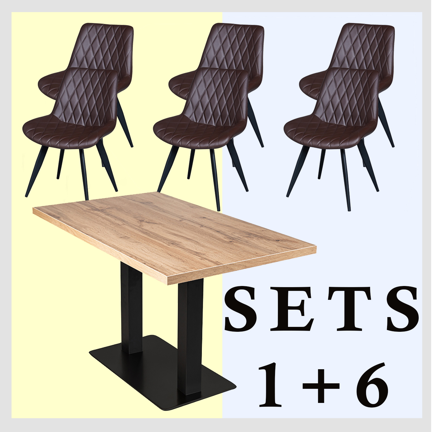 1+6 Garnitur 120x80cm Scarlet Dunkelbraun Restaurant Stühle Hotel Tisch-ING10791 1+6 Garnitur 120x80cm Scarlet Dunkelbraun Restaurant Stühle Hotel Tisch-ING10791