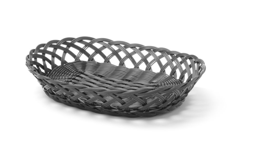 Körbe mit gewebtem Rand  oval Schwarz 320x230x(H)55mm